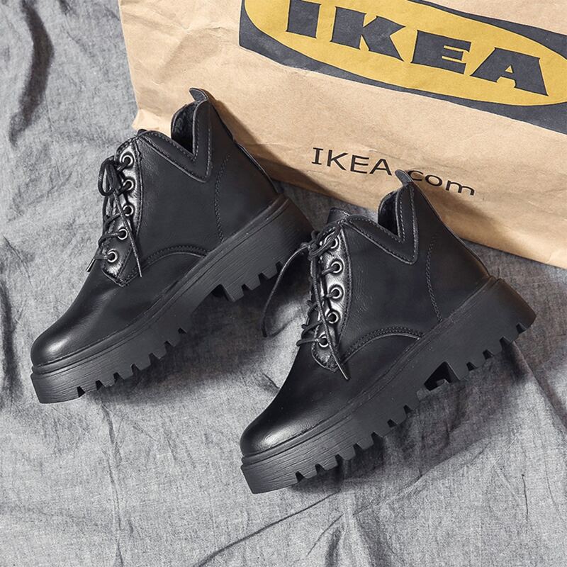 

Lace Up Front Combat Boots, Black