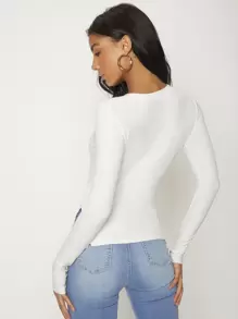 SHEIN BASICS Camiseta delgada unicolor tejido de canalé
