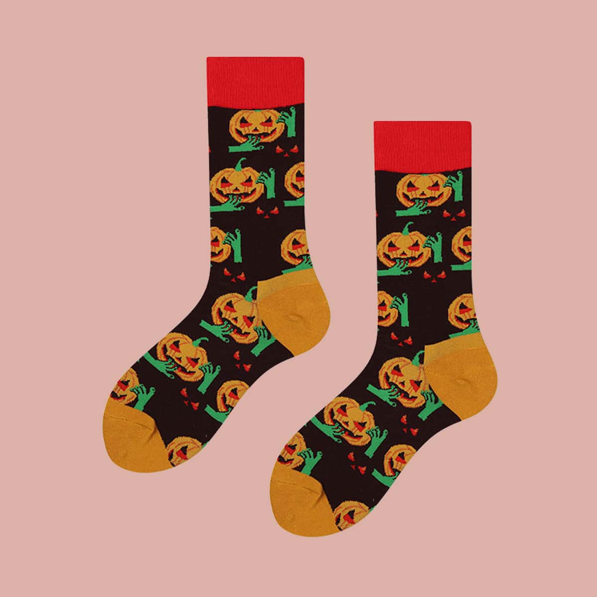 

Halloween Pumpkin Graphic Crew Socks, Multicolor