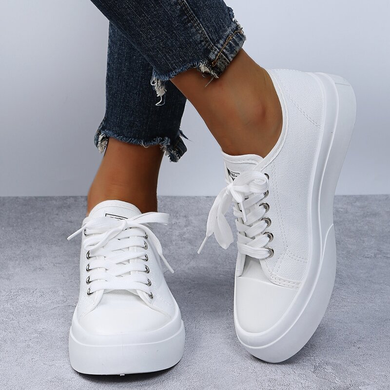 

Minimalist Lace-up Front Skate Shoes, White