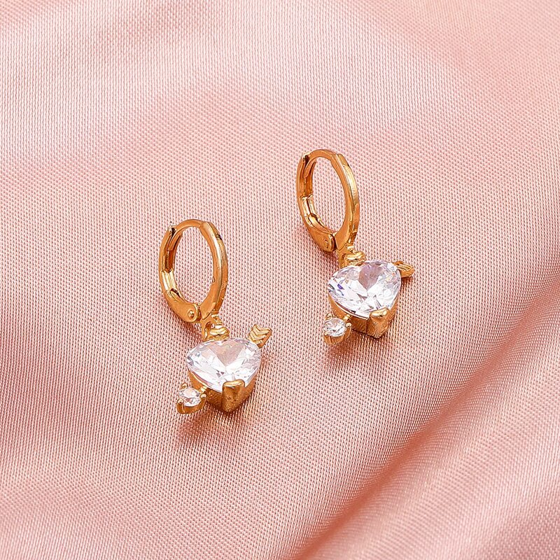 

Heart Drop Earrings, White