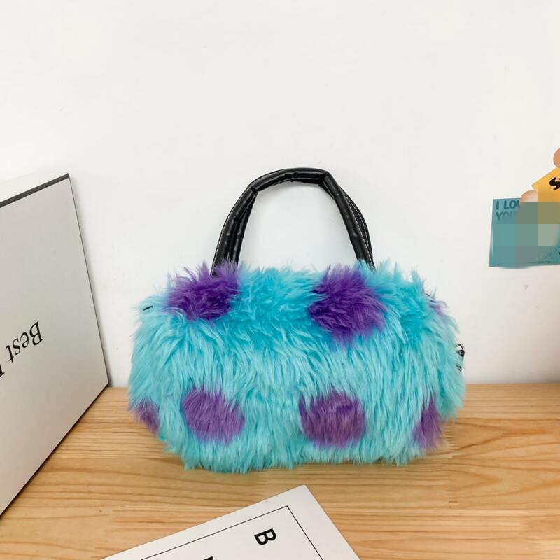 

Fluffy Satchel Bag, Blue