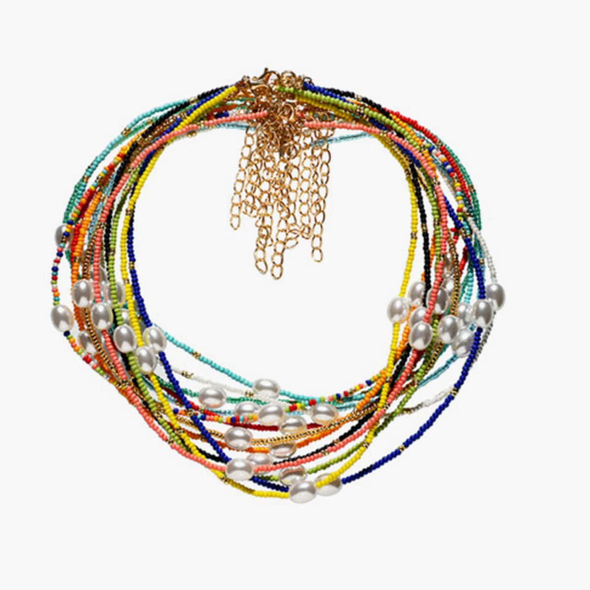 

3pcs Random Faux Pearl Decor Beaded Necklace, Yellow