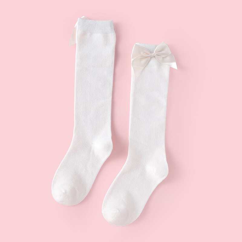 

Bow Decor Over The Calf Socks, White
