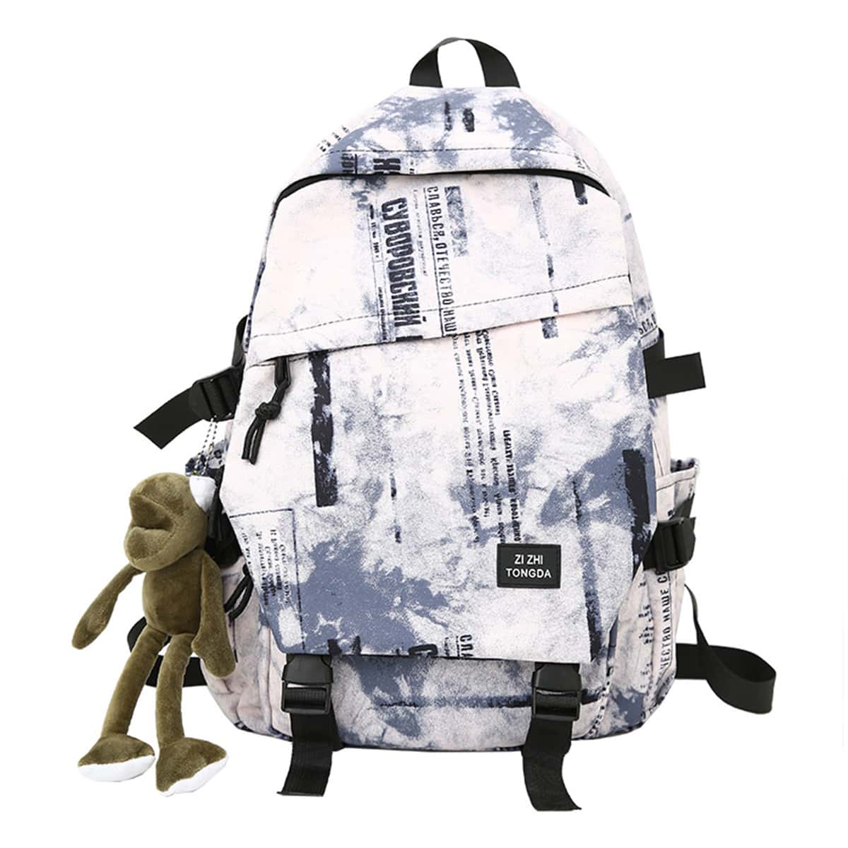 

Guys Double Buckle Decor Backpack, Blue