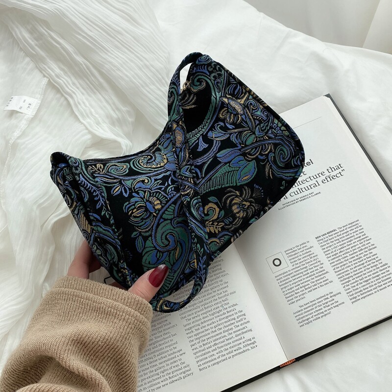 

Flower Graphic Shoulder Bag, Blue