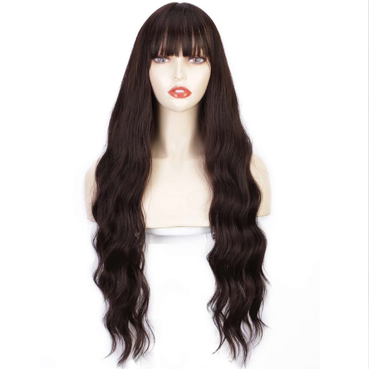 

Long Curly Wig With Bangs, Maroon