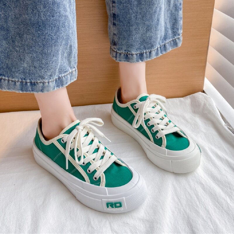 

Lace Up Front Canvas Shoes, Green