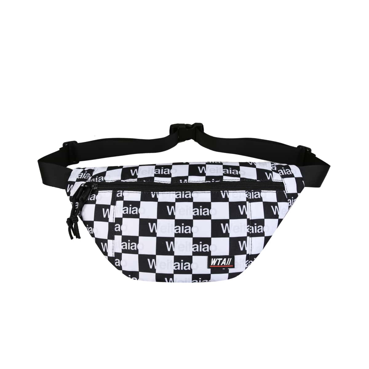 

Letter Graphic Zip Front Fanny Pack, Black and white