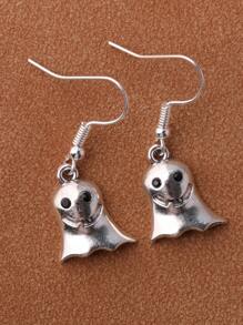 EMERY ROSE Pendientes largos Halloween con diseño fantasma - Plata antigua - Ver 2