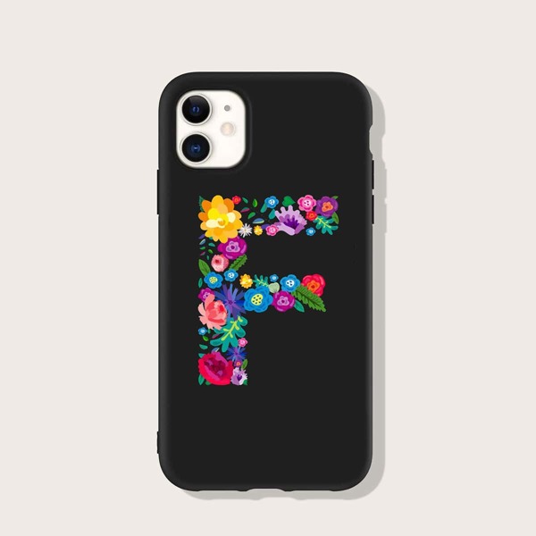 

Floral Letter Graphic Phone Case, Multicolor