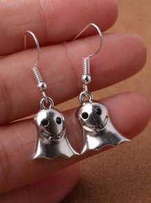 EMERY ROSE Pendientes largos Halloween con diseño fantasma - Plata antigua - Ver 4