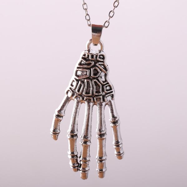 

Skeleton Hand Charm Necklace, Antique silver