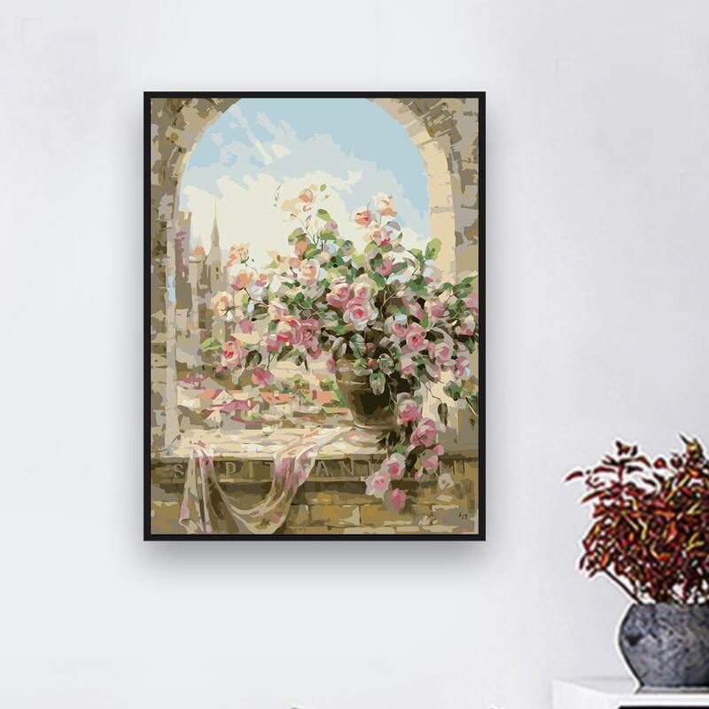 

Flower Print DIY Diamond Unframed Painting, Multicolor