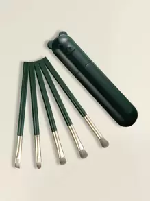 5pcs Eye Shadow Brush Set With Soft Bristles, Including Portable Bucket-Shaped Lip Brush & Blush Brush & Beginner Makeup Brush + 1 Portable Storage Case,Brush Set,Makeup Brush Kit,Make Up Brush Set,Make Up Set Complete,Makeup Brush Set,Complete Makeup Kit,Brush Kit,Brushes Makeup Set,Makeup Gift Set,Set - Green - View 1