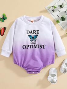 Baby Butterfly & Slogan Graphic Bodysuit - Multicolor - View 1