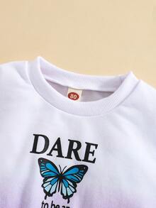 Baby Butterfly & Slogan Graphic Bodysuit - Multicolor - View 4