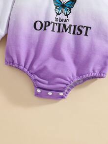 Baby Butterfly & Slogan Graphic Bodysuit - Multicolor - View 5