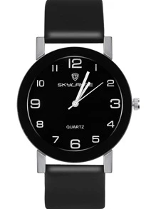 Reloj cuarzo de puntero redondo - Negro - Ver 2