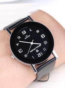 Reloj cuarzo de puntero redondo - Negro - Ver 3