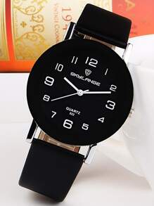 Reloj cuarzo de puntero redondo - Negro - Ver 4