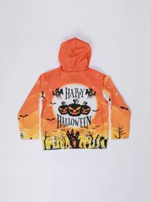 男童万圣节印花卫衣 - 橘色 - 查看 1