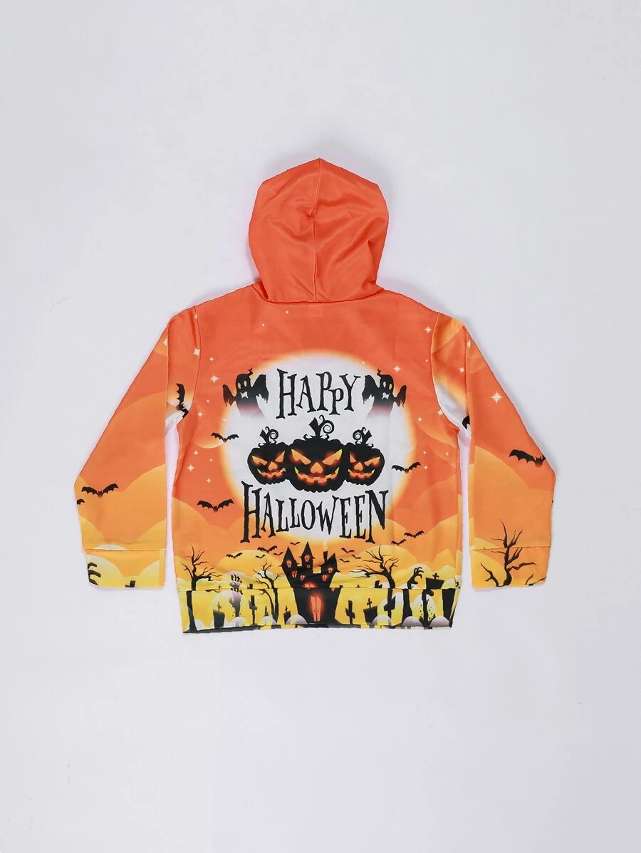 男童万圣节印花卫衣 - 橘色 - 查看 1