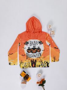 男童万圣节印花卫衣 - 橘色 - 查看 2