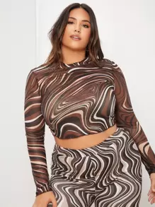 SHEIN áo nữ kích thước lớn Xù nhỏ Đá hoa Giải trí - Nhiều màu - Xem 1