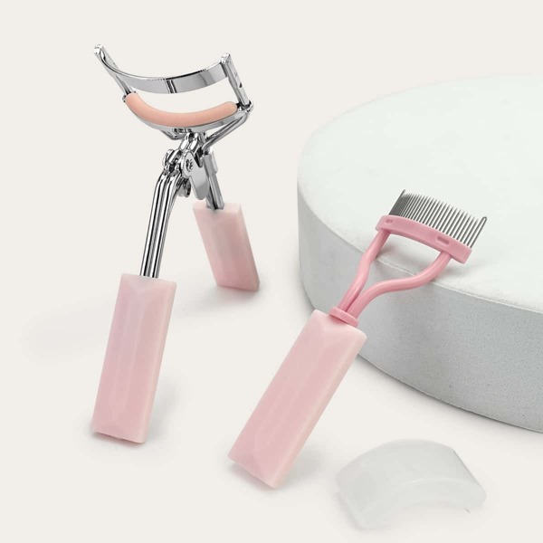 

1pc Eyelash Curler & 1pc Brush, Pink