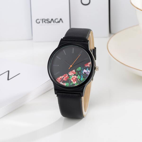 

Flower Dial Round Pointer Quartz Watch
