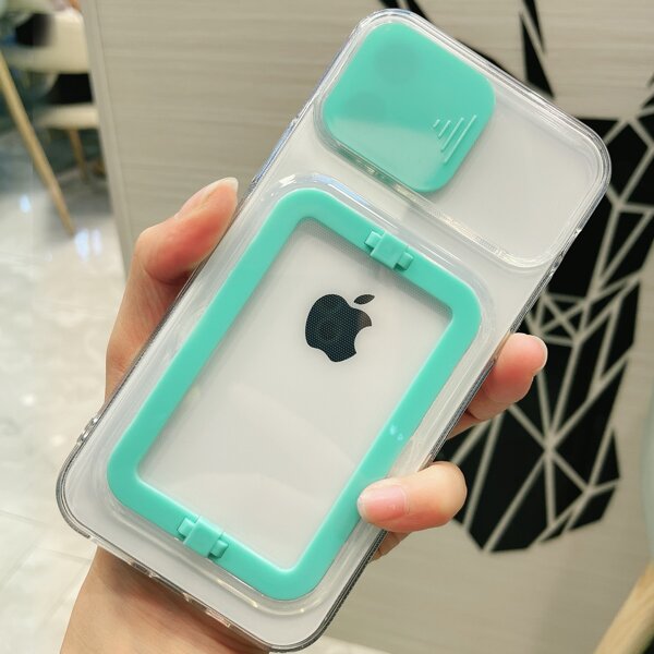 

Slide Camera Cover Phone Case With Holder, Mint green