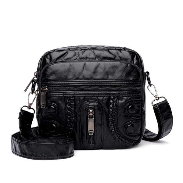 

Braided Detail Zip Crossbody Bag, Black