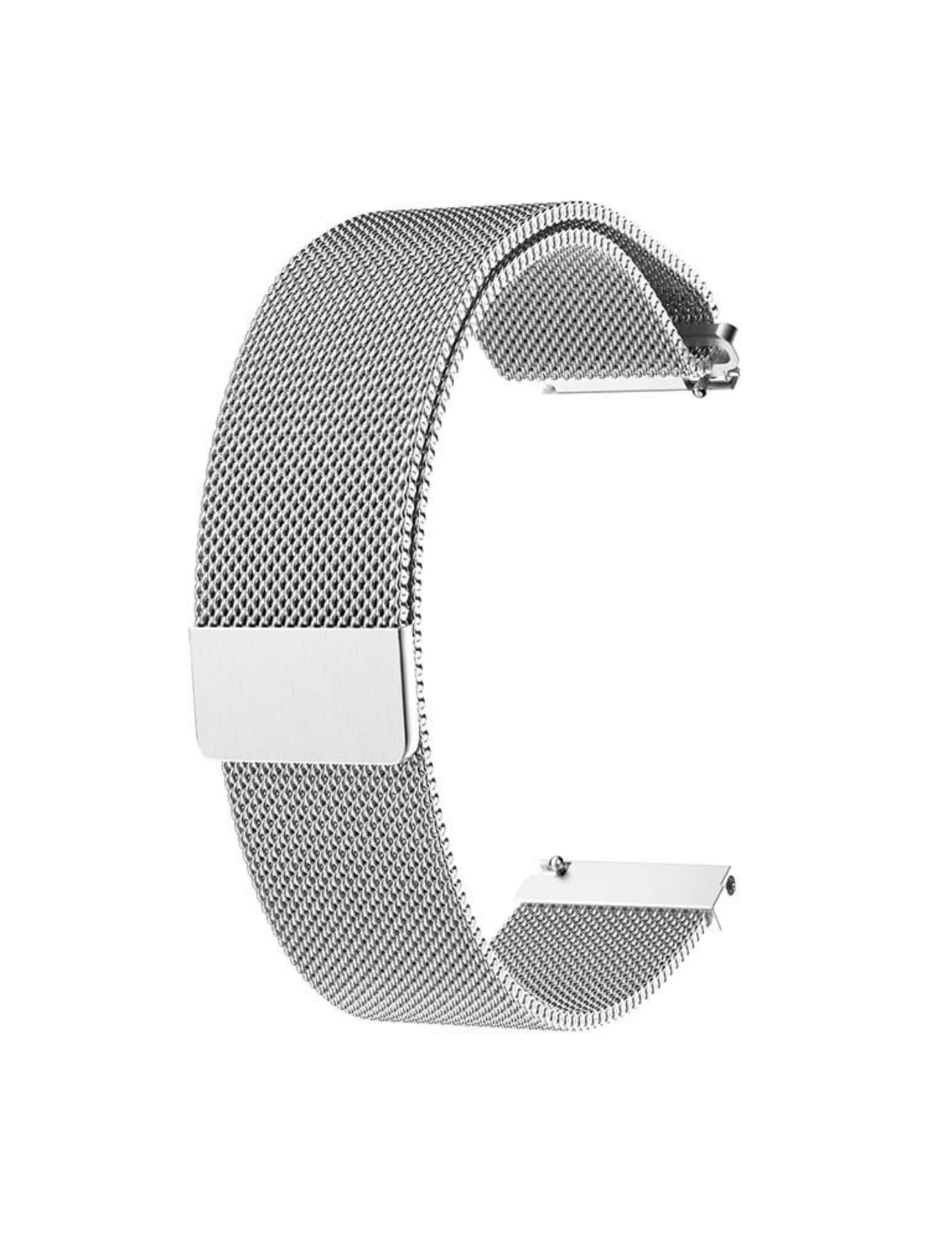 1 Pieza Correa De Reloj De Malla De 22mm De Ancho - Plateado - Ver 1