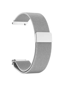 1 Pieza Correa De Reloj De Malla De 22mm De Ancho - Plateado - Ver 2