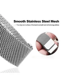 1 Pieza Correa De Reloj De Malla De 22mm De Ancho - Plateado - Ver 3