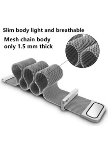 1 Pieza Correa De Reloj De Malla De 22mm De Ancho - Plateado - Ver 4