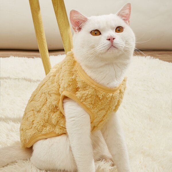 

Plain Plush Pet Tank Top, Yellow