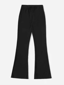 SHEIN Essnce Quần thể thao nữ Thắt nút màu trơn - màu đen - Xem 4