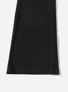 SHEIN Essnce Quần thể thao nữ Thắt nút màu trơn - màu đen - Xem 5