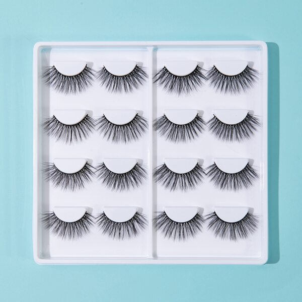 

8pairs Volumized False Eyelashes, Black