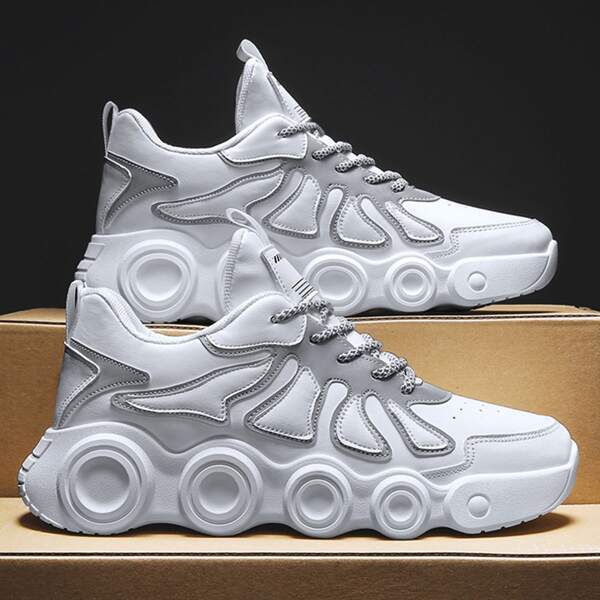 

Men Lace Up Front Sports Shoes, White