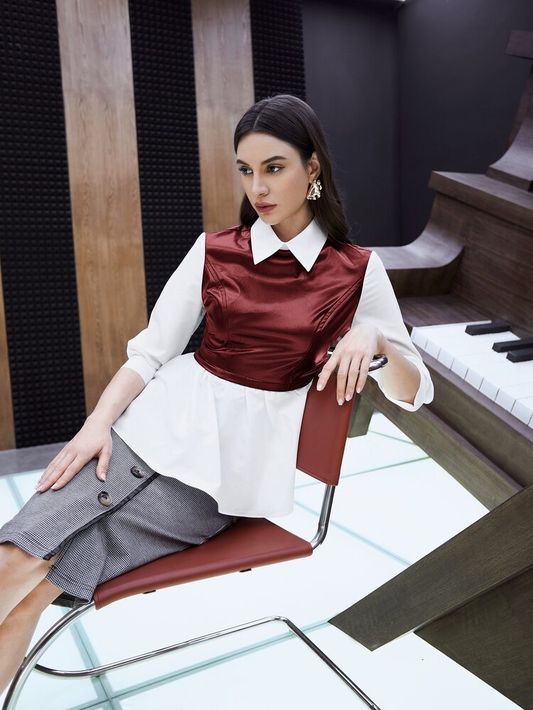 Mulvari 荷葉擺PU皮革襯衫 - 彩色 - 查看 7