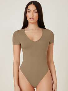 SHEIN Body unicolor ajustado - Marrón Mocha - Ver 1