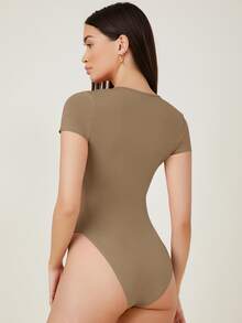 SHEIN Body unicolor ajustado - Marrón Mocha - Ver 2