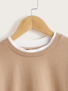 SHEIN Boys Patched Detail 2 In 1 Pullover - Mocha Brown - View 3