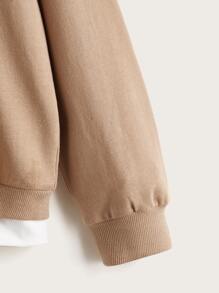 SHEIN Boys Patched Detail 2 In 1 Pullover - Mocha Brown - View 4