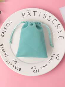 5pcs Drawstring Gift Bag, Green Small Polyester Storage Pouch For Party - Green - View 2