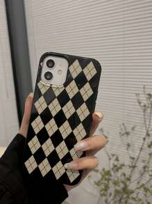 Argyle Phone Case - Black and White - View 1