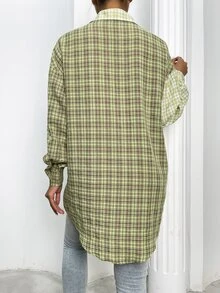 SHEIN Essnce Áo sơ mi nữ Bất đối xứng Nút phía trước kẻ sọc Sẵn sàng - Nhiều màu - Xem 2